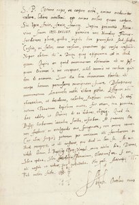Autografbrev undertecknat till hans brorson, Jacob Cool (Jacobus Colius), Antwerpen, 2 februari 1595 (penna och bläck på papper) av Abraham Ortelius