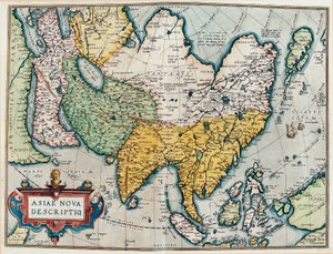 Beskrivning av den asiatiska kontinenten, Geografikarta från "Theatre of the World" av Abraham Ortelius