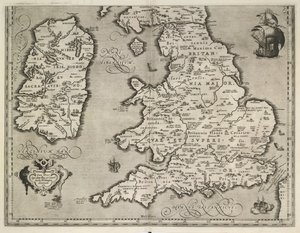 Karta över England, Wales och Irland, Theatrvm Orbis Terrarvm Av Abraham Ortelius av Abraham Ortelius