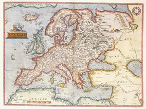 Karta över Europa, 1587 av Abraham Ortelius