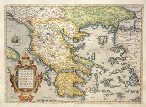 Karta över Grekland, från Theatrum Orbis Terrarum av Abraham Ortelius av Abraham Ortelius