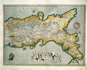 Karta över kungariket Neapel, Italien, från Theatrum Orbis Terrarum av Abraham Ortelius av Abraham Ortelius