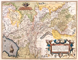 Nederländerna (provins: Noord-Holland, Flevoland, Overijssel, Gelderland, Limburg), Tyskland (delstat: Niedersachsen, Nordrhein-Westfalen) av Abraham Ortelius