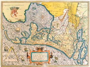 Provins: Friesland, Nordholland, Sydholland, Nordbrabant, Limburg, Utrecht, Gelderland, Flevoland, Nederländerna av Abraham Ortelius
