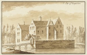Vy över Te Lips eller Wijngaarden slott av Abraham Rademaker