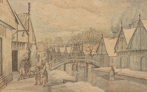 En gata i Jisp en vinterdag av Abraham Rutgers