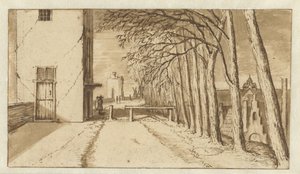 Utsikt längs stadsmuren i Utrecht, från söder, med Smeetoren (