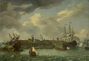 Ön Onrust nära Batavia (Jakarta) av Abraham Storck (manner of)