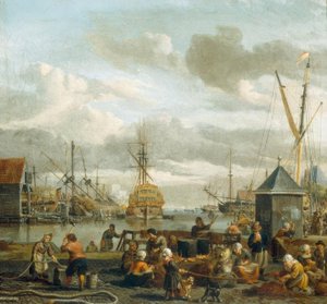 Utsikt över hamnen i Amsterdam