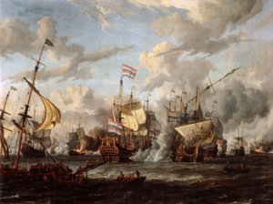 Sjöstriden nära Texel av Abraham Storck