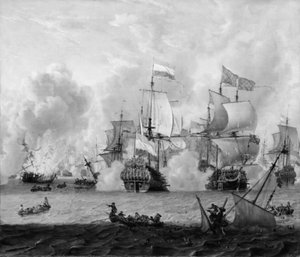 Möte mellan de engelska och nederländska flottorna vid La Hogue den 29 maj 1692 av Abraham Storck