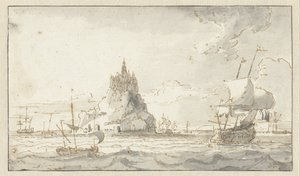 Utsikt över Mont-Saint-Michel av Abraham Storck