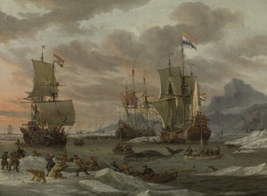 Valfångstområden i Ishavet av Abraham Storck