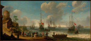 Holländska fartyg i en mynning av Abraham Willarts