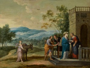 Besöket: Maria och Elisabeth skakar hand av Abraham Willemsens