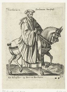 Fransk rådman till häst av Abraham de Bruyn (attributed to)