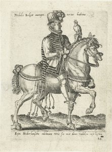 Holländsk adelsman till hästfalkeri av Abraham de Bruyn (attributed to)