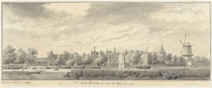 Utsikt över Gouda, från andra sidan IJssel av Abraham de Haen (II)