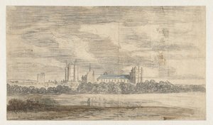 Utsikt över Château de Vincennes, bakom en rad med träd