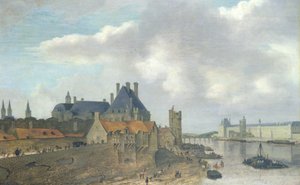 Nevers Hotel og Louvre Palace, 1637 (olie på træ) swed