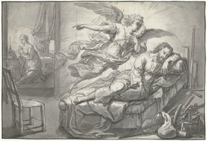 Ängeln visar sig för Josef i en dröm av Abraham van Diepenbeeck