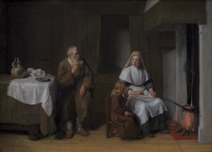 Profeten Elia med änkan från Sarfat och hennes Son av Abraham van Dijck