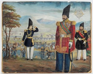 Ardeshir Mirza och Sulayman Khan Saham Al-Dowleh granskar sina trupper, 1850-51