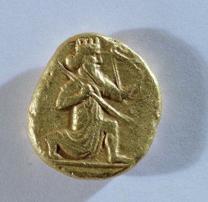 Daric som visar Darius som en kunglig bågskytt (guld) (framsidan) av Achaemenid