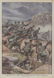 Norr om Monte Coston, 11 oktober, springer våra trupper ur skyttegravarna och stöter bort fiendens framryckning av Achille Beltrame