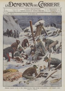Rikligt katastrofalt snöfall i Italien, en lavin som överväldigar en barack nära Tenda?