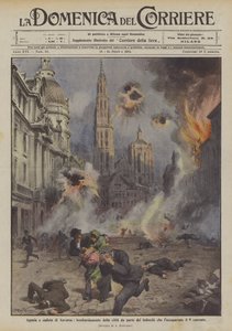 Antwerps plåga och fall, bombning av staden av tyskarna som ockuperade den 9:e av Achille Beltrame