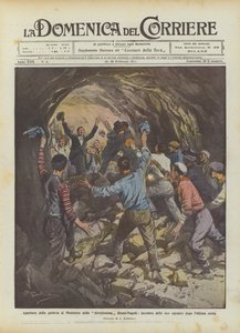 Öppnande av Montorso-tunneln i direkt Rom-Neapel, möte mellan de två lagen efter den sista gruvan