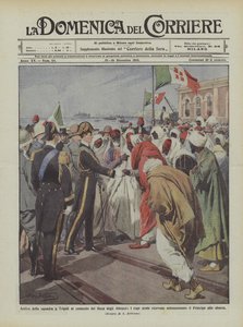 Ankomst av laget i Tripoli under ledning av hertigen av Abruzzi, de arabiska ledarna får?