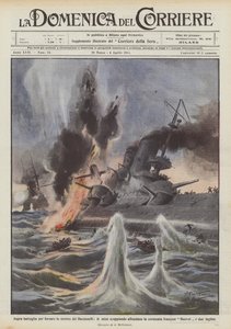 Hård kamp för att tvinga fram Dardanellerna, exploderande minor sänka slagskeppet?