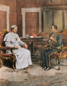 Benito Mussolini i möte med påven Pius XI den 11 februari av Achille Beltrame