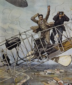 Katastrof för luftskeppet De Bradski nära Paris, Frankrike, illustration av Achille Beltrame för La Domenica del Corriere, 26 oktober av Achille Beltrame