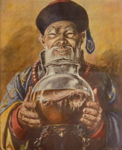Kinesisk svamp, av Achille Beltrame, illustration, illustratör Walter Molino (1915-1997), från La Domenica del Corriere av Achille Beltrame