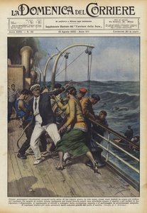 Fem hemliga passagerare, upptäckta i lastrummet på en grekisk ångbåt, på öppet hav?