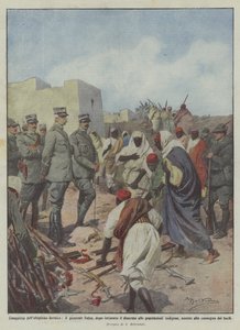 Erövring av Dernico-platån, General Salsa, efter att ha beordrat nedrustning till befolkningen? av Achille Beltrame