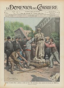 Leverans till minister Rava och avresa från Anzio till Rom av den underbara statyn som köpts av? av Achille Beltrame