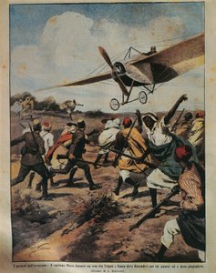 Omslagsillustration av kapten Moizo som försöker kraschlanda under den afrikanska kampanjen, av Achille Beltrame (1871-1945), från La Domenica del Corriere, 22 september 1912 av Achille Beltrame