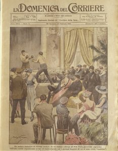 Omslagsillustration av New York-fest för ungdomar som ska lösas in av Achille Beltrame