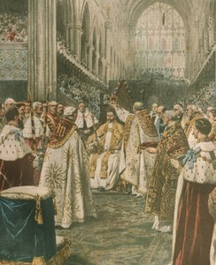 Omslagsillustration av kröning av kung George V; London, England av Achille Beltrame