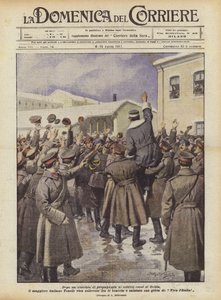 Efter ett propagandatal till de ryska soldaterna i Ochta, kommer den italienske majoren Tonelli? av Achille Beltrame