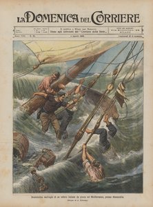 Dramatiskt skeppsbrott av ett italienskt fiskesegelfartyg i Medelhavet, nära Alexandria
