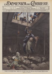 Hjältemod i en italiensk ångbåt, en kapten som låter sig sänkas ner i ett infekterat lastrum för att rädda två?