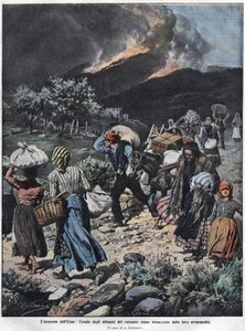 Etnas utbrott 1910. Illustration av Achilles Beltrame. av Achille Beltrame