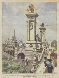 Världsutställningen i Paris, den stora nya Alexander III-bron som leder från entrén?
