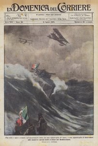 Mellan himmel och hav beväpnade, en spännande kamp mellan en skvadron av mas och en skvadron? av Achille Beltrame