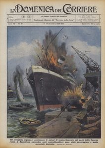 De legionära flygplanen fortsätter bombningarna mot hamnarna i röda Spanien av Achille Beltrame